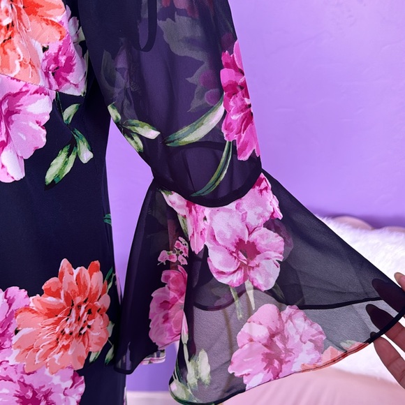 ❤️ Chico’s Short Dress Floral Sleeve Detail - Picture 3 of 9